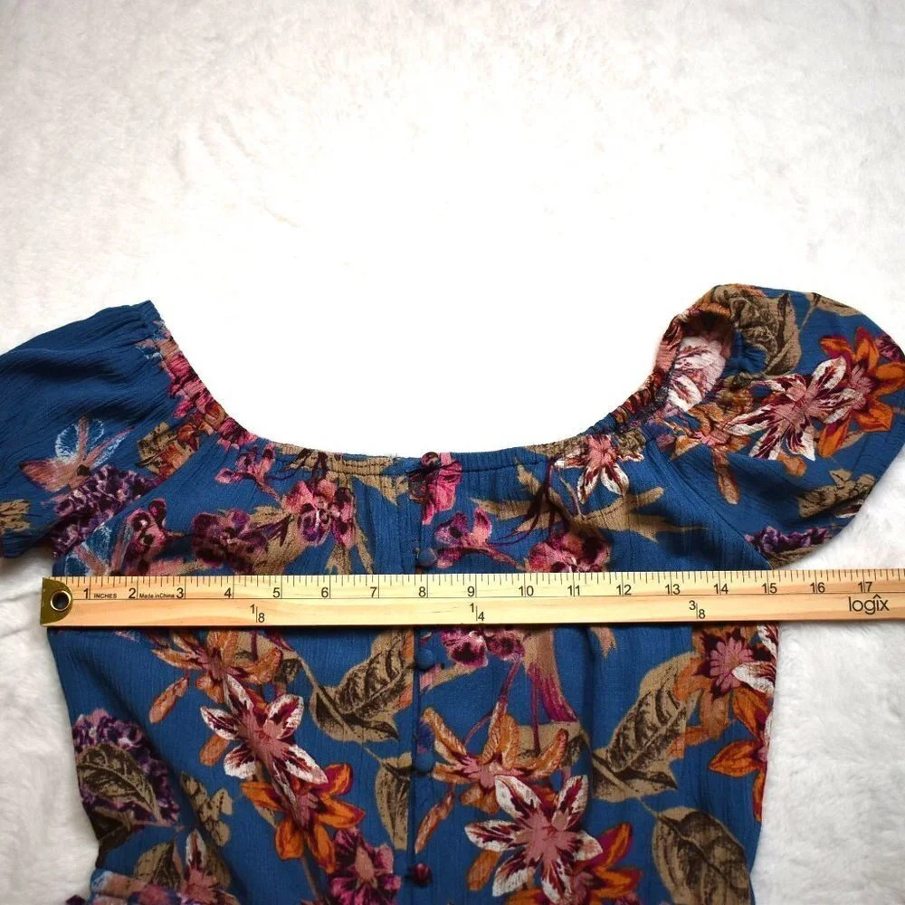Honey Belle Floral Dress Sz S Button Front Whimsygoth Peasant Boho Sundress - Picture 11 of 16
